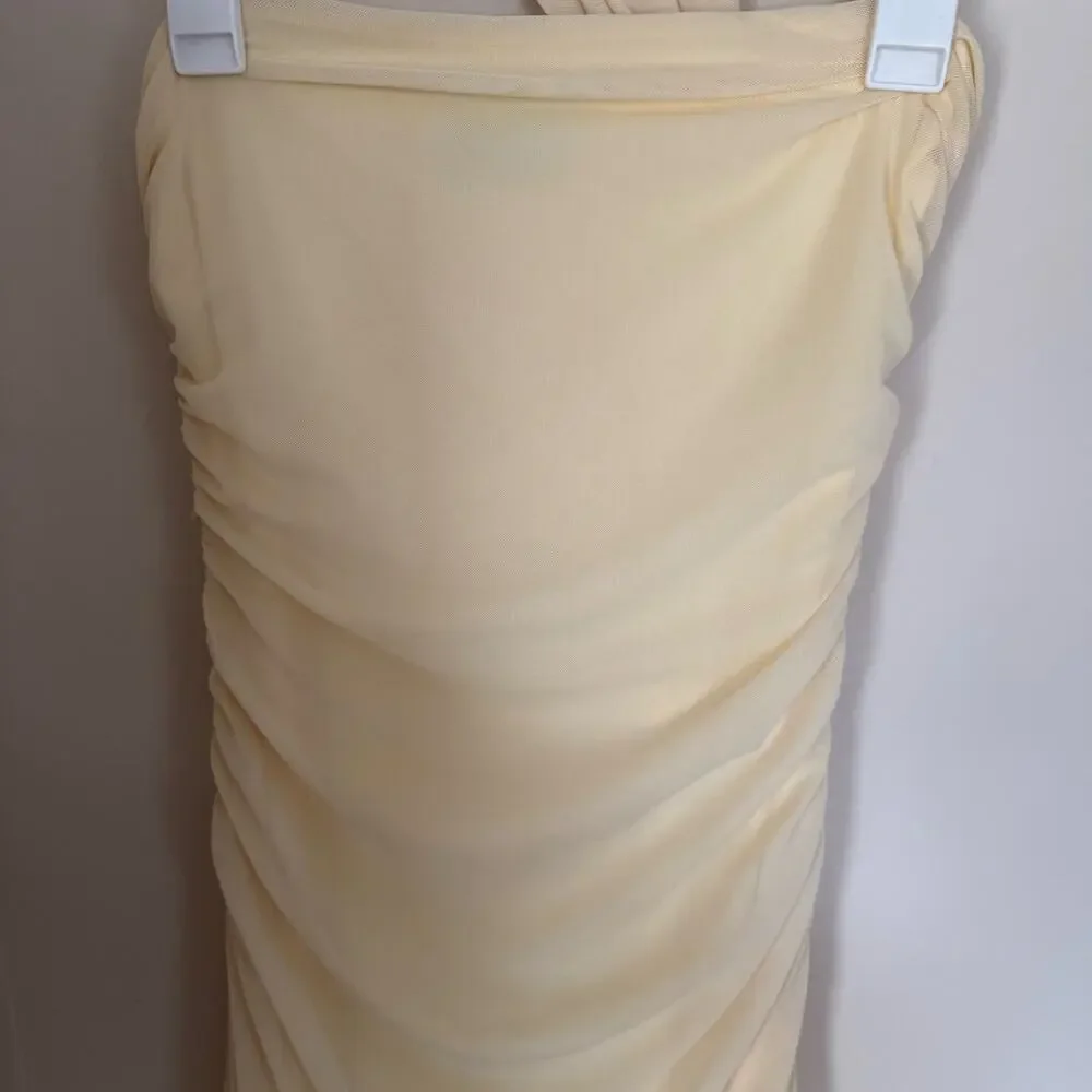 Pepper Mayo Yellow Songbird Maxi Dress Ruched Detail Summer Preppy Formal Prom - Picture 6 of 13